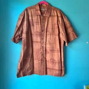 Batik Bay Mens Size Large Rust Hawaiian Cotton Button Short Sleeve Shirt